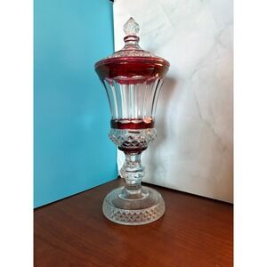 Vintage Westmoreland Ruby Flash Cut Glass Lidded Candy Jar